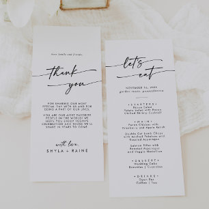 Boho Chic Black and White Thank You and Wedding Menu
