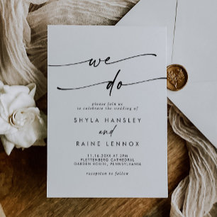 Boho Chic Black and White We Do Wedding Invitation