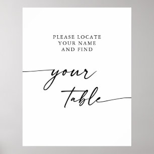 Boho Chic Black and White Wedding Find Your Table Poster