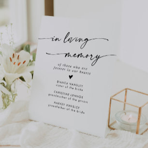 Boho Chic Black and White Wedding In Loving Memory Pedestal Sign