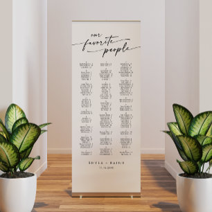 Boho Chic Black and White Wedding Seating Chart Retractable Banner