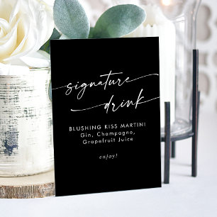 Boho Chic Black Wedding Signature Drink Acrylic Sign