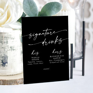 Boho Chic Black Wedding Signature Drinks Acrylic Sign