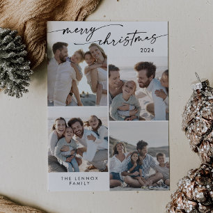 Boho Chic Black White Xmas Photo Unique Christmas Holiday Card