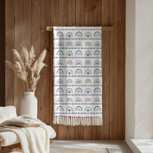 Boho Chic Blanket Pink & Navy Soft Gift Accent (Boho Chic Blanket Pink & Navy Soft Gift Accent)