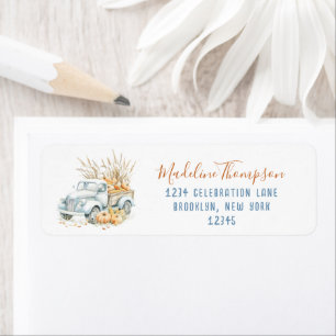 Boho Chic Blue Pumpkin Truck Return Address
