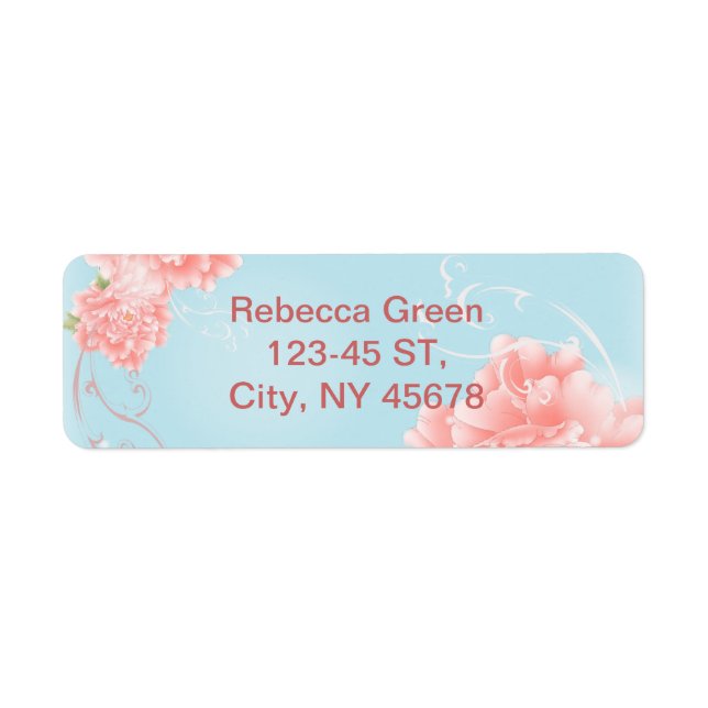 boho chic blue watercolor floral pink flowers (Front)