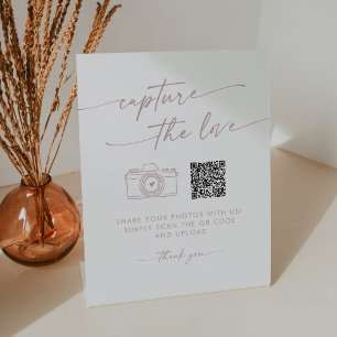 Boho Chic Blush Pink Capture the Love Wedding Pedestal Sign