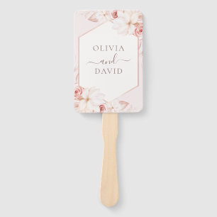 Boho Chic Blush Pink Floral Wedding Program Hand Fan