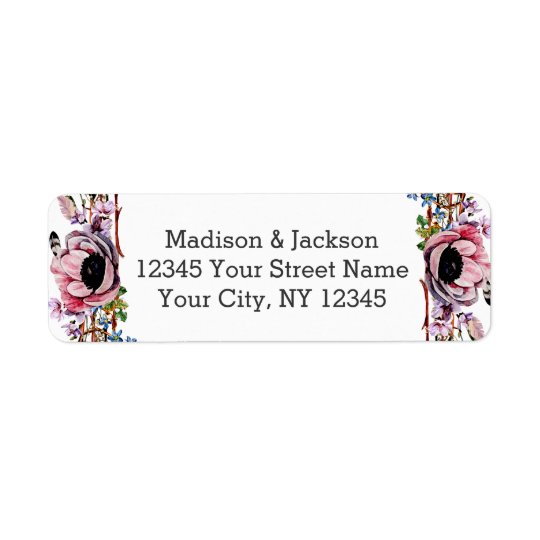 Boho Chic Blush Pink Floral Wedding Return Address Return Address Label