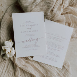 Boho Chic Blush Pink Front and Back Wedding Invitation