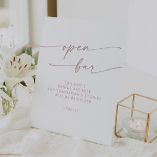 Boho Chic Blush Pink Open Bar Wedding Pedestal Sign