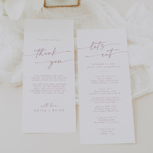 Boho Chic Blush Pink Thank You and Wedding Menu