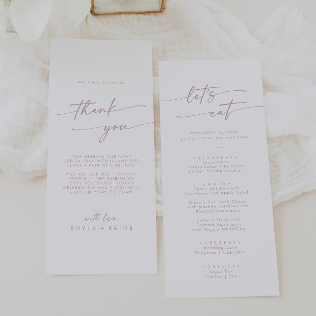 Boho Chic Blush Pink Thank You and Wedding Menu (Creator Uploaded)