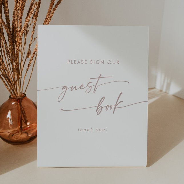 Boho Chic Blush Pink Wedding Guest Book Pedestal Sign (Creator Uploaded)