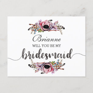 Boho Chic Blush Pink Will You Be My Bridesmaid Invitation