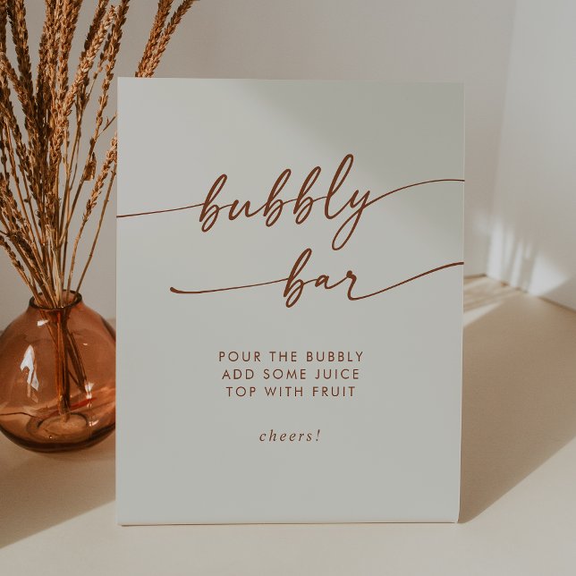 Boho Chic Bohemian Cream Bubbly Bar Wedding Pedestal Sign (Boho Chic Bohemian Cream Bubbly Bar Wedding Pedestal Sign)
