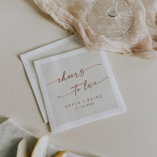 Boho Chic Bohemian Cream Cheers to Love Wedding Napkin
