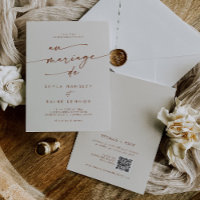 Boho Chic Bohemian Cream QR Code French Wedding