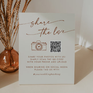 Boho Chic Bohemian Cream Share the Love QR Code Pedestal Sign