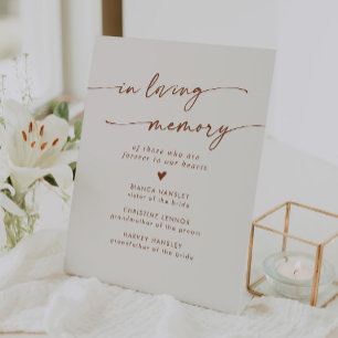 Boho Chic Bohemian Cream Wedding In Loving Memory Pedestal Sign