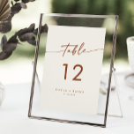 Boho Chic Bohemian Cream Wedding Table Numbers<br><div class="desc">These boho chic bohemian cream wedding table numbers are perfect for a minimalist wedding. The neutral terracotta burnt orange and cream modern bohemian design features simple rustic calligraphy with a unique yet classic style. The design prints on the front and back. Customise your table numbers with your names and date....</div>