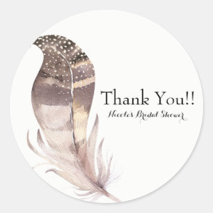 Boho Chic Bohemian Feather Custom Party Favour Classic Round Sticker