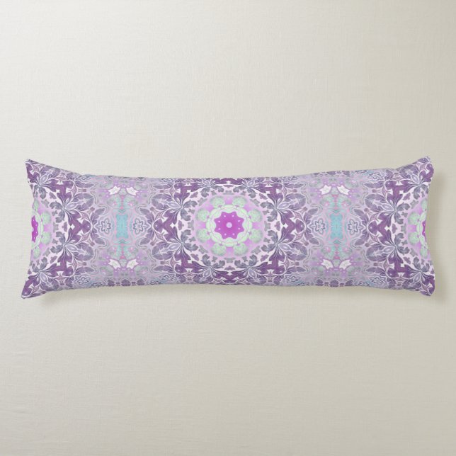 Boho chic Bohemian lilac purple mandala Body Cushion (Front)