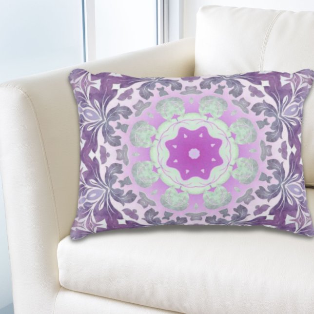 Boho chic Bohemian lilac purple mandala Decorative Cushion (Boho chic Bohemian lilac purple mandala Decorative Pillow)