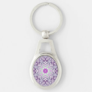 Boho chic Bohemian lilac purple mandala Key Ring
