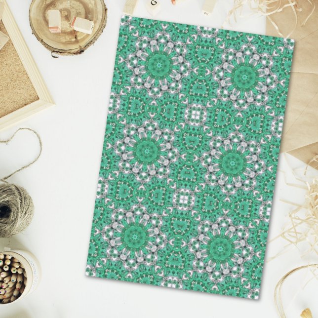 boho chic bohemian pattern emerald green tissue paper (boho chic bohemian pattern emerald green tissue paper)