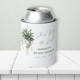 Boho Chic Botanical "Tie the Knot" Bridal Shower Can Cooler