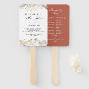 Boho-Chic Botanical Wedding Program Hand Fans
