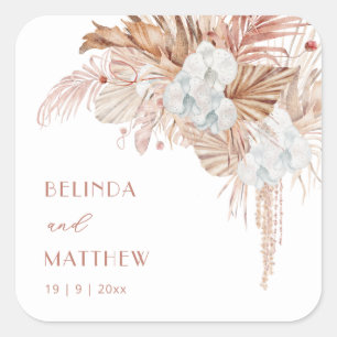 Boho Chic Botanical Wedding Square Sticker