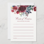 Boho Chic Burgundy and Navy Autumn Fall Wedding Advice Card<br><div class="desc">Trendy Boho Bridal Shower advice for Bride-to-be card customisable to your event specifics.</div>