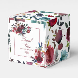 Boho Chic Burgundy and Navy Autumn Fall Wedding Favour Box