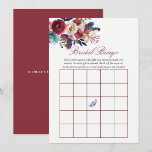 Boho Chic Burgundy and Navy Autumn Fall Wedding Invitation