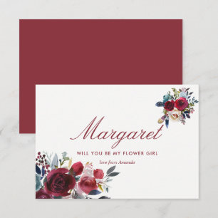 Boho Chic Burgundy and Navy Autumn Fall Wedding Invitation