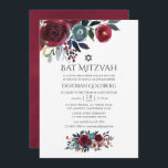 Boho Chic Burgundy and Navy Bat Mitzvah Invitation<br><div class="desc">Trendy burgundy - marsala and navy blue Boho bat mitzvah invitations with handwriting typography designed to be quickly and easily customised to your event specifics.</div>