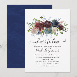 Boho Chic Burgundy and Navy Wine Tasting Invitatio Invitation