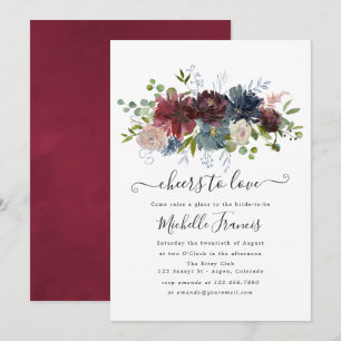 Boho Chic Burgundy and Navy Wine Tasting Invitatio Invitation