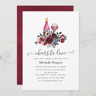 Boho Chic Burgundy and Navy Wine Tasting Invitatio Invitation