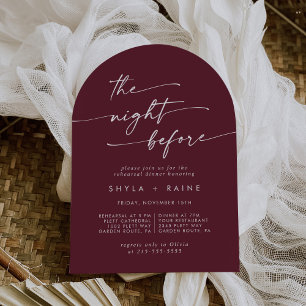 Boho Chic Burgundy Red Arch Rehearsal Dinner Invitation