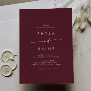 Boho Chic Burgundy Red Casual Wedding Invitation