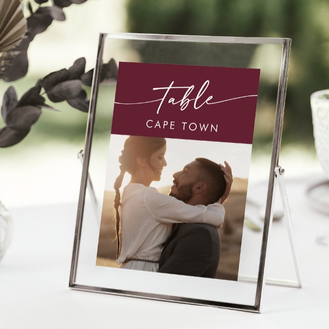 Boho Chic Burgundy Red Photo Table Numbers (Creator Uploaded)