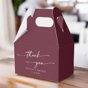Boho Chic Burgundy Red Thank You Wedding Favour Box