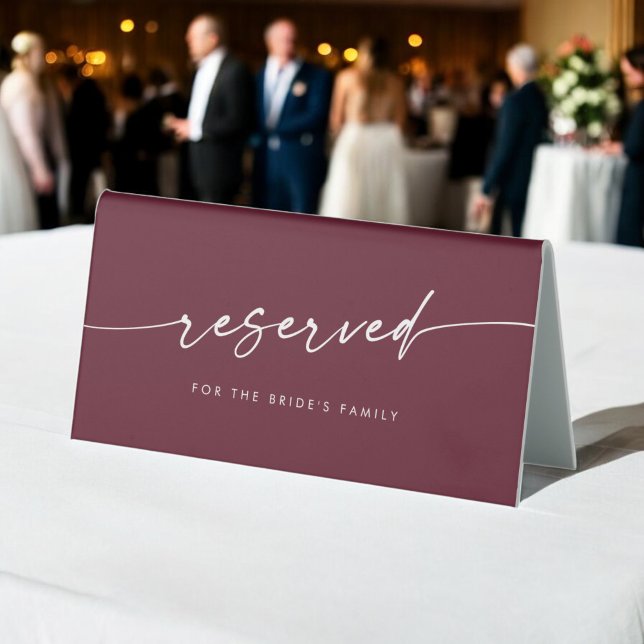 Boho Chic Burgundy Red Wedding Reserved Sign (Creator Uploaded)
