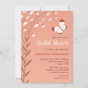 Boho Chic Butterfly Floral Elegant Bridal Shower Invitation