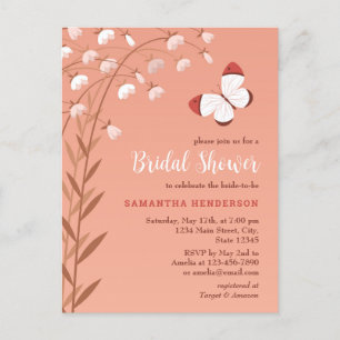 Boho Chic Butterfly Floral Elegant Bridal Shower Invitation Postcard