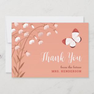 Boho Chic Butterfly Floral Elegant Bridal Shower Thank You Card